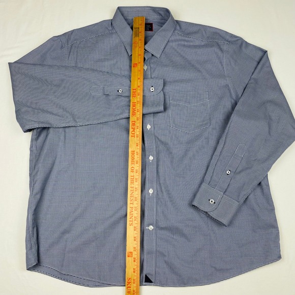 UNTUCKit Mens XXXL Blue White Houndstooth Wrinkle Free Cotton Button Down Shirt - Picture 4 of 7